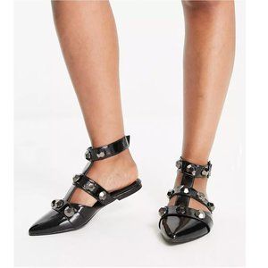 ASOS Wide Fit Studded Ballet Flats Size 8